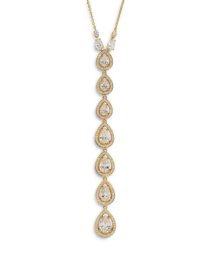 Nadri Radiant Cubic Zirconia Halo Lariat Necklace, 15"-18" 1
