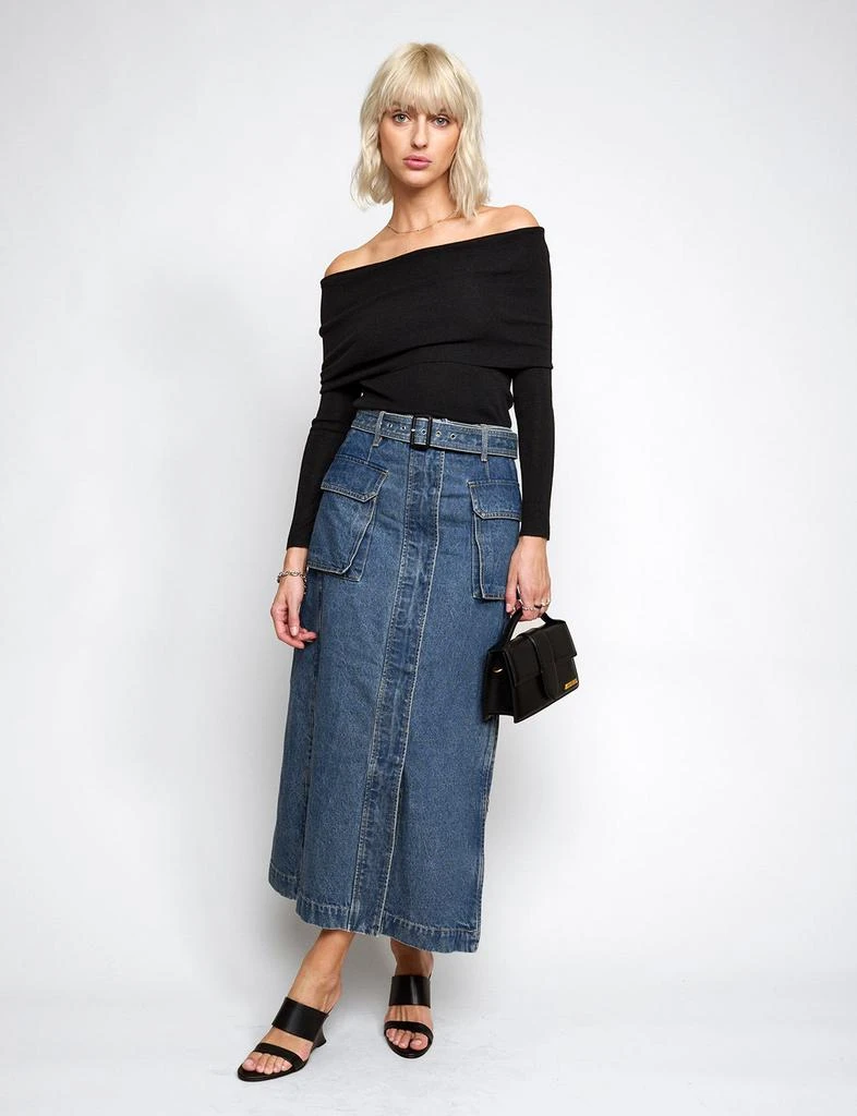 Pixie Market Rochelle Long belted Cargo Denim Skirt 6