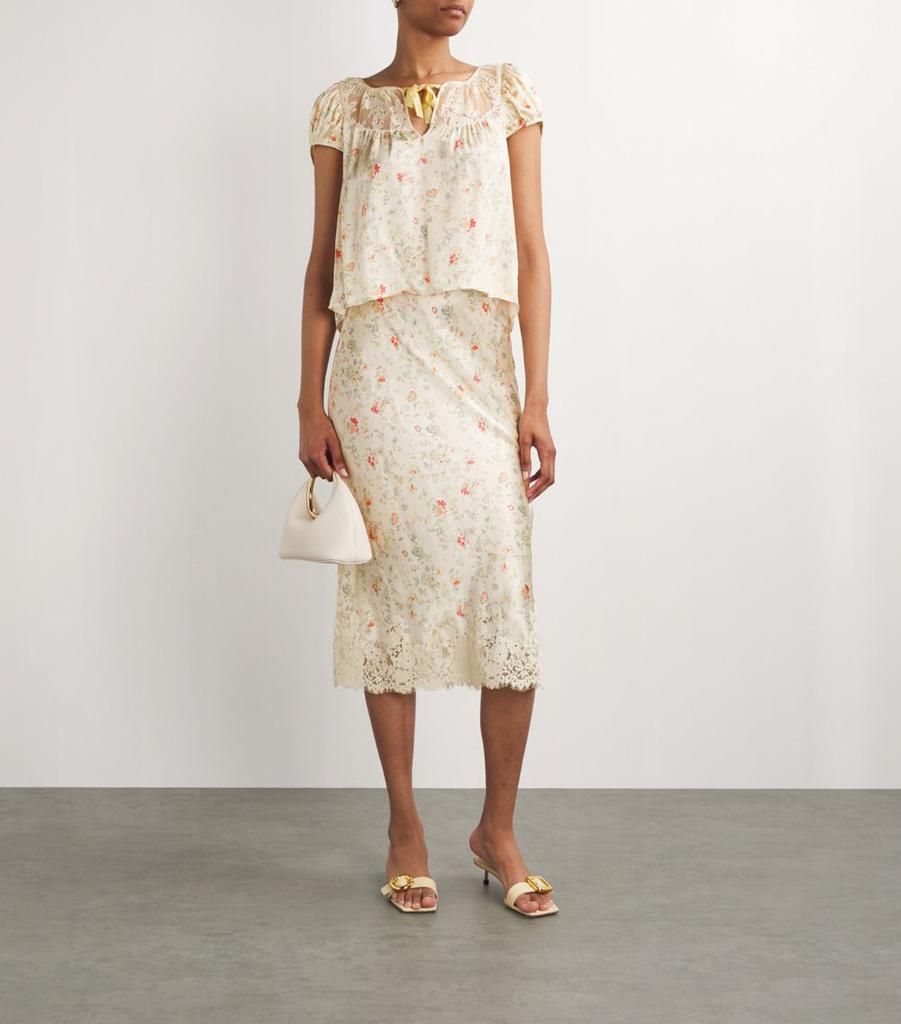 DÔEN Silk Flowering Meadow Print Camri Blouse