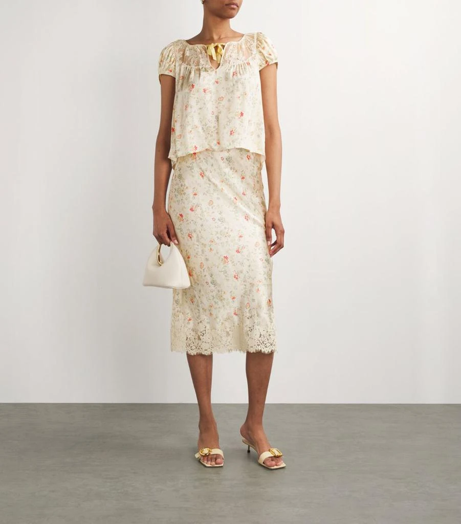 DÔEN Silk Flowering Meadow Print Camri Blouse 2