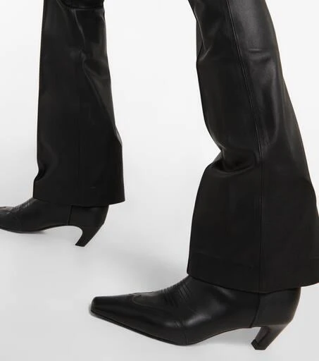 FRAME High-rise flared leather pants 5
