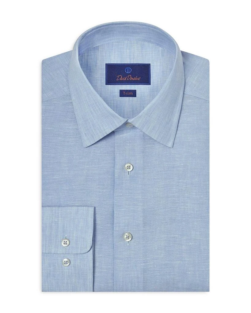 David Donahue Trim Fit Linen Solid Dress Shirt from Bloomingdale's