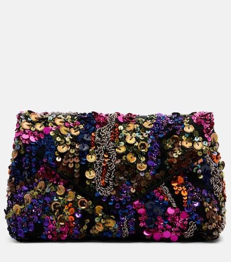 Dries Van Noten Envelope Medium sequined satin clutch