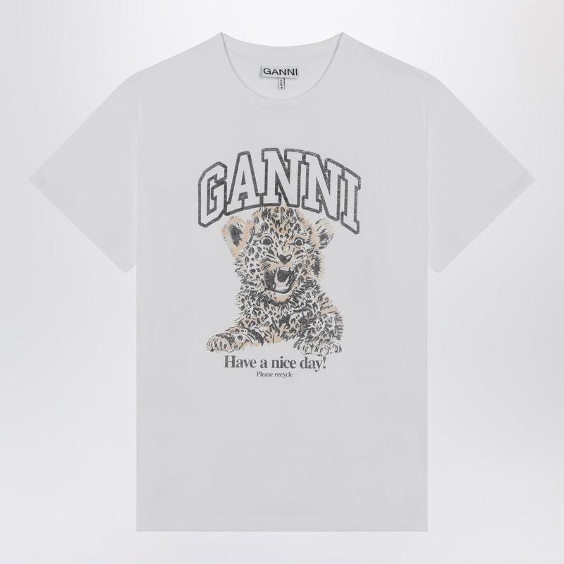Shop Ganni Basic Jersey Leopard Relaxed T-Shirt on Sale at