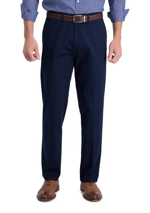 Haggar Mens Iron Free Premium Khaki Straight Fit Flat Front Hidden Comfort Waistband Casual Pants 1