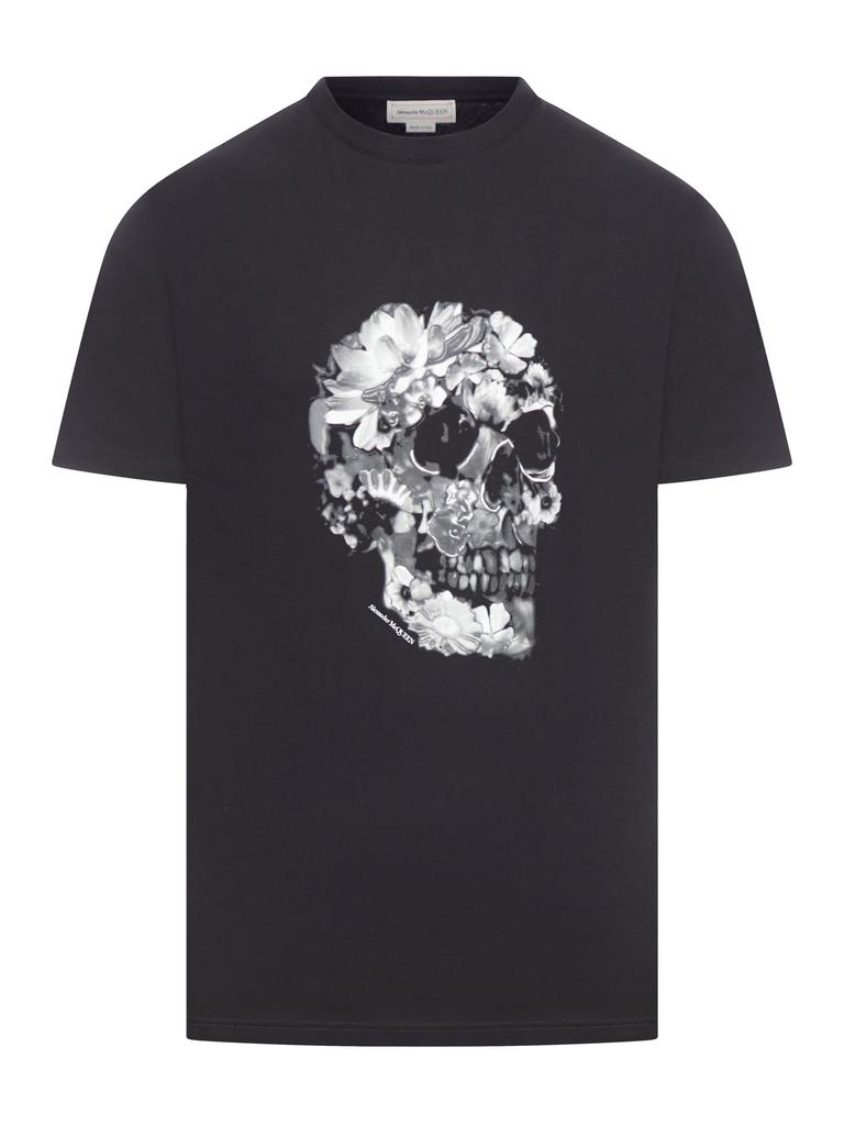 Mcqueen Wax Flower Skull cotton T