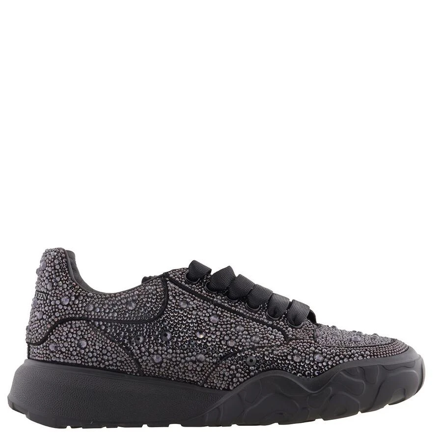 Alexander McQueen Men's Black Rhinestone Embellished Low Top Court Sneakers 1