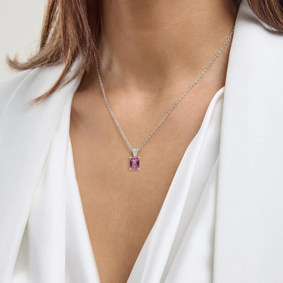 Belacqua Tourmaline October Birthstone Emerald Pendant Necklace in Sterling Silver 2