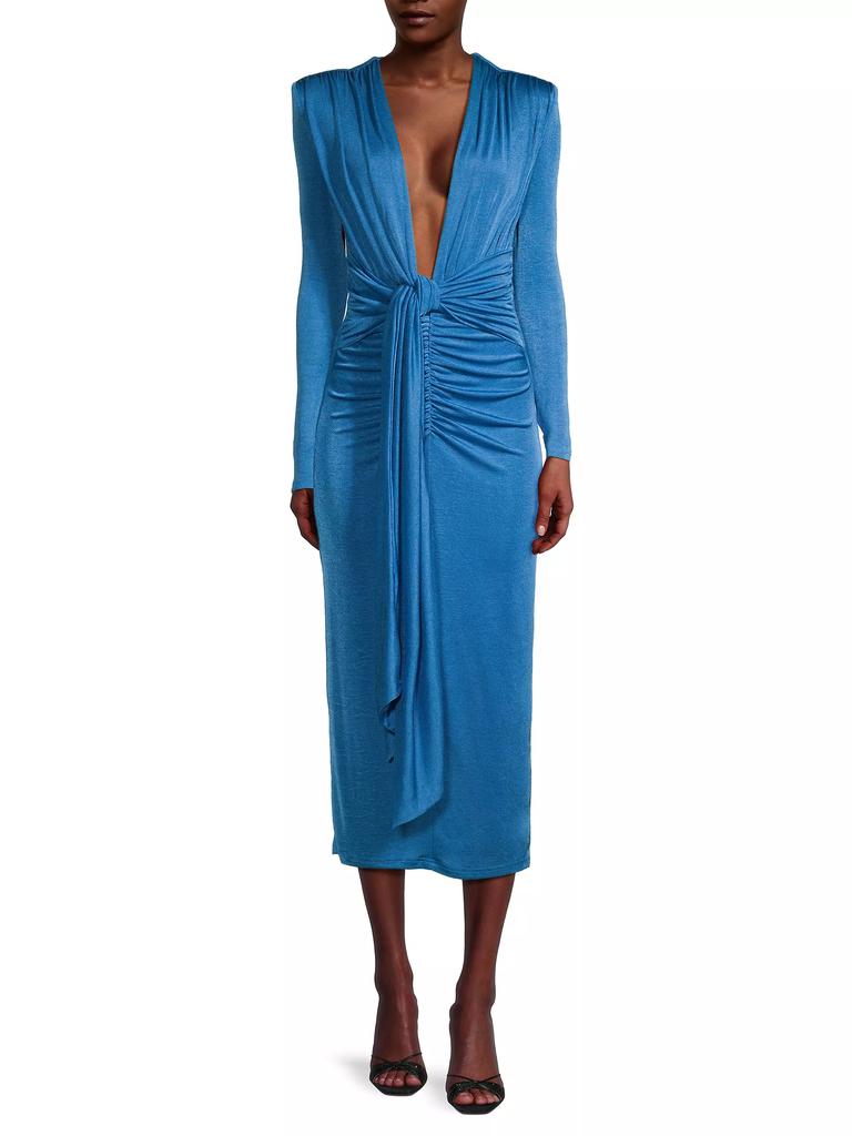 Misha Francis Knotted Long-Sleeve Midi-Dress