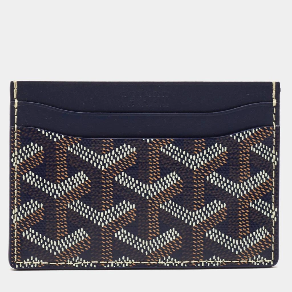 Goyard Goyard Navy Blue Goyardine Coated Canvas and Leather Saint Sulpice Card Holder 1