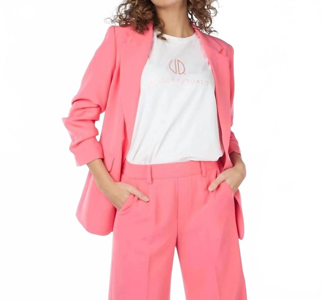 ESQUALO Rouched Sleeve Blazer In Coral