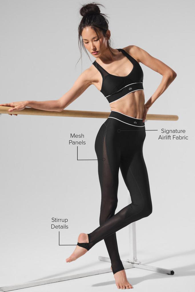 Alo Airlift Mesh High-Waist Darling Stirrup Legging - Black