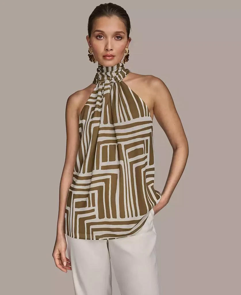 Donna Karan Women's High-Neck Printed Halter Top, Regular & Petite 1