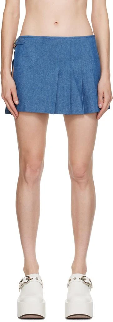 Anna Sui Blue Safety Pin Denim Miniskirt 1