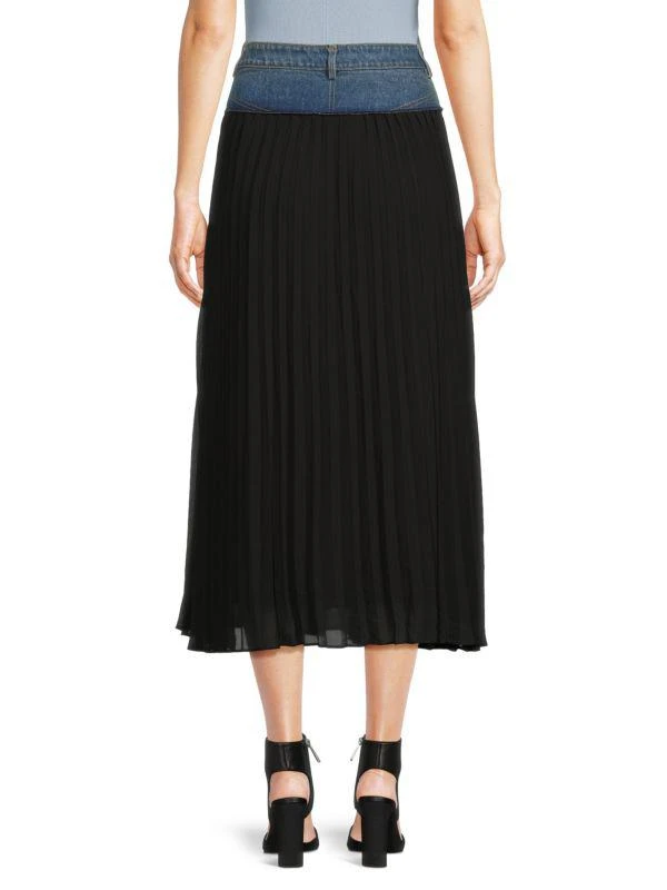 Wdny Mix Media Pleated Midi Skirt 2