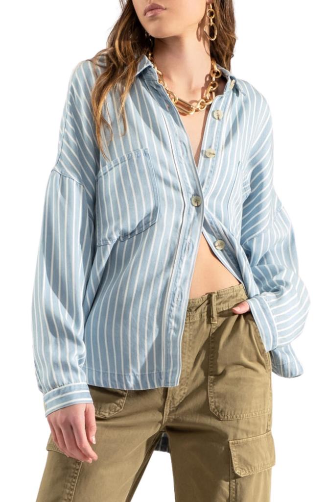 Blu Pepper Stripe Tencel® Lyocell Shirt Jacket