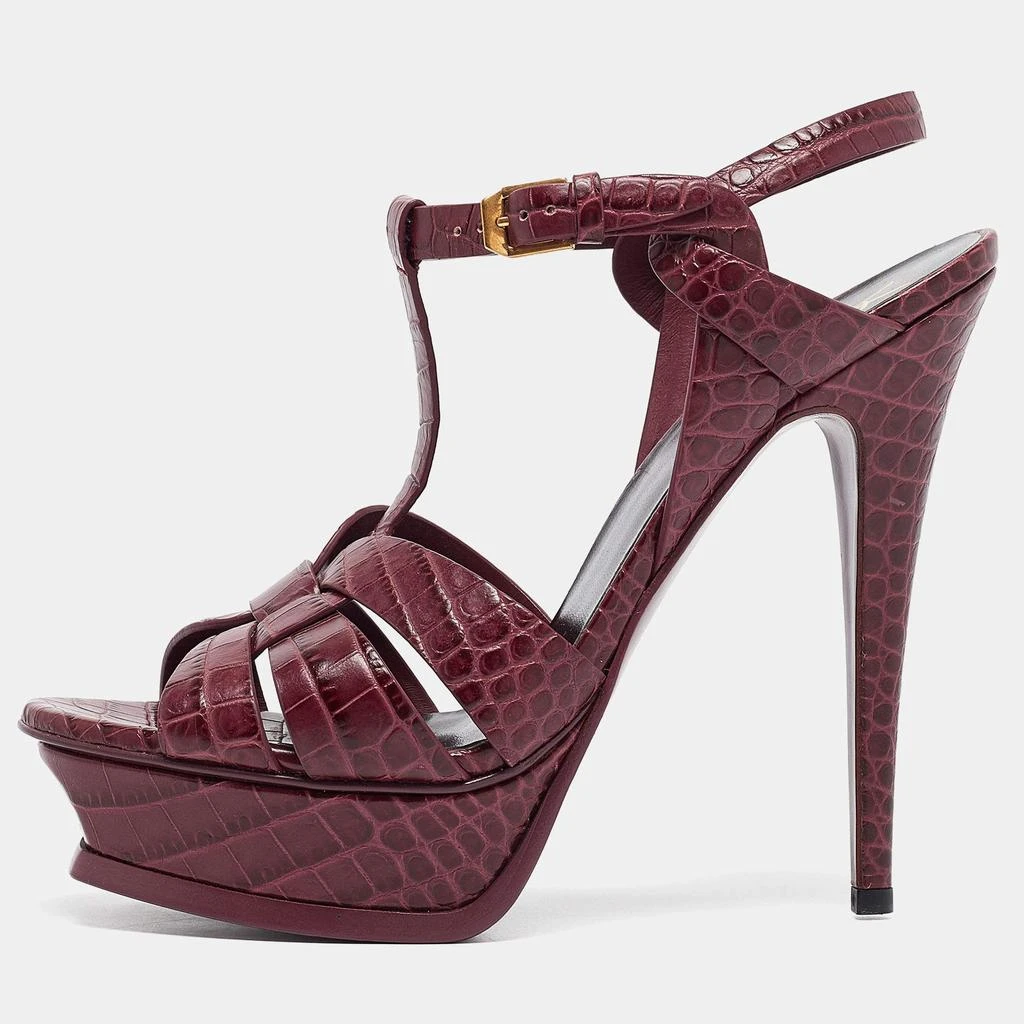 Yves Saint Laurent Saint Laurent Plum Embossed Croc Tribute Sandals Size 39 1