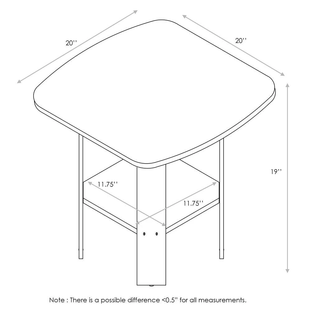 Furinno Simple Design End/SideTable, Columbia Walnut/Black 2