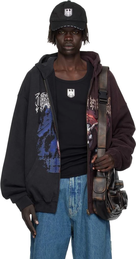 Vetements Black & Burgundy Cradle of Filth Cut-Up Oversized Hoodie 1