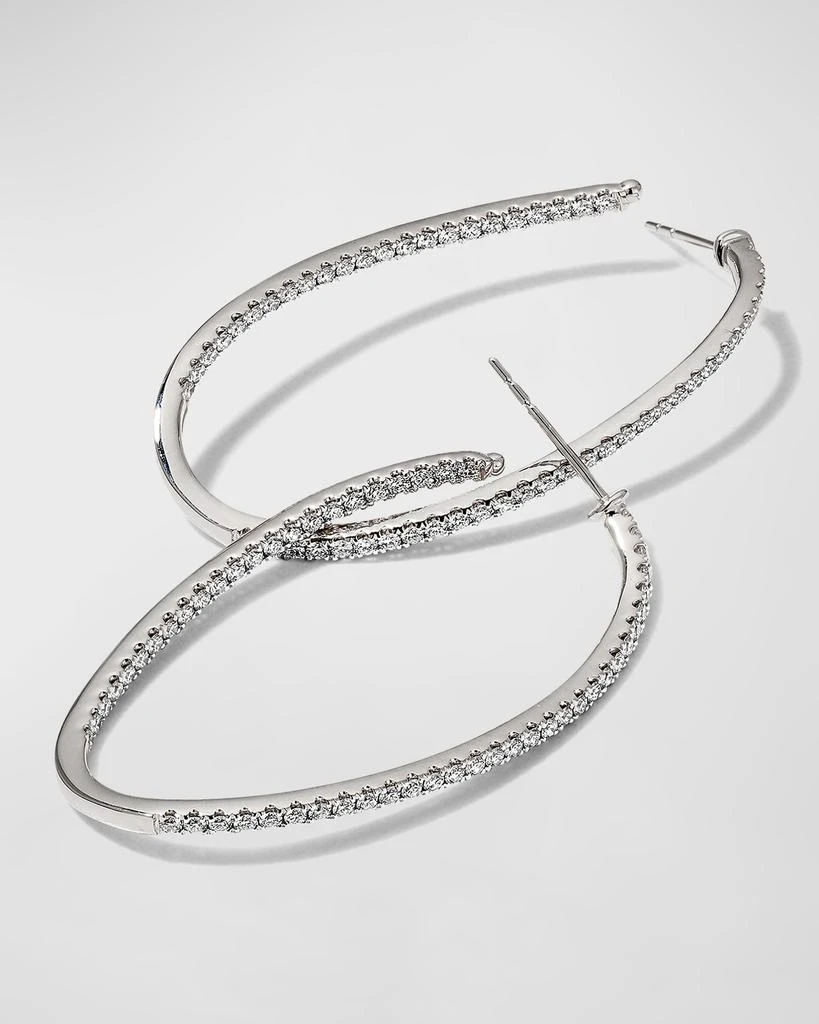 Memoire 18KWG Medium Diamond Pave Twist Hoop Earrings, 1.50tcw 3