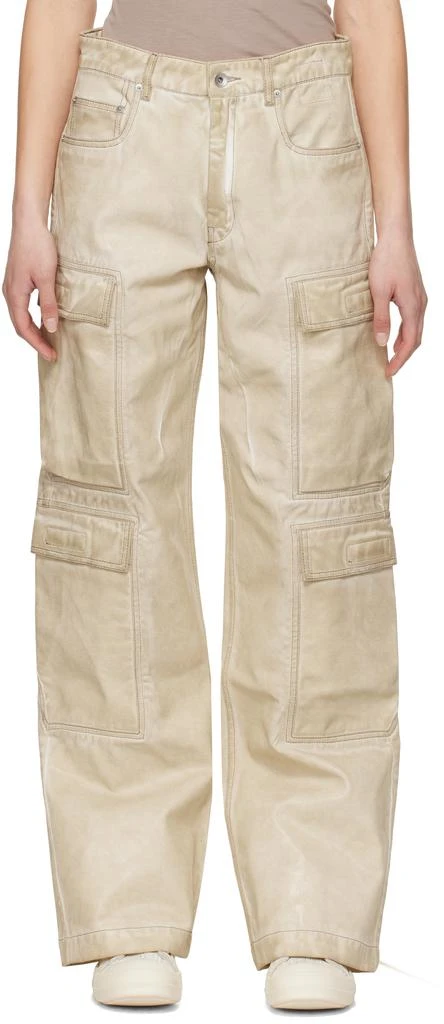 Rick Owens Beige Hollywood Double Cargo Jeans 1