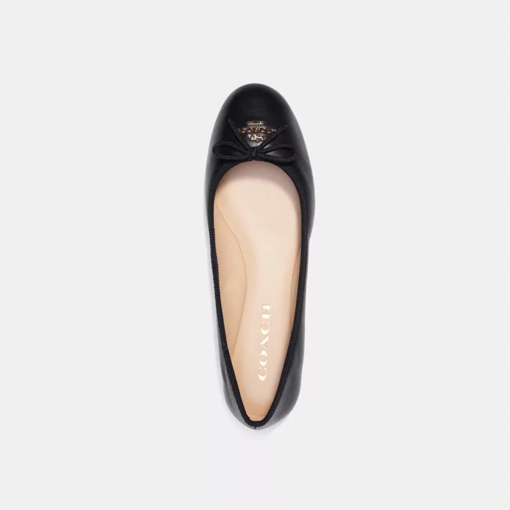 Coach Women Alina Flat Leather Ballet Shoes KHAKI SADDLE