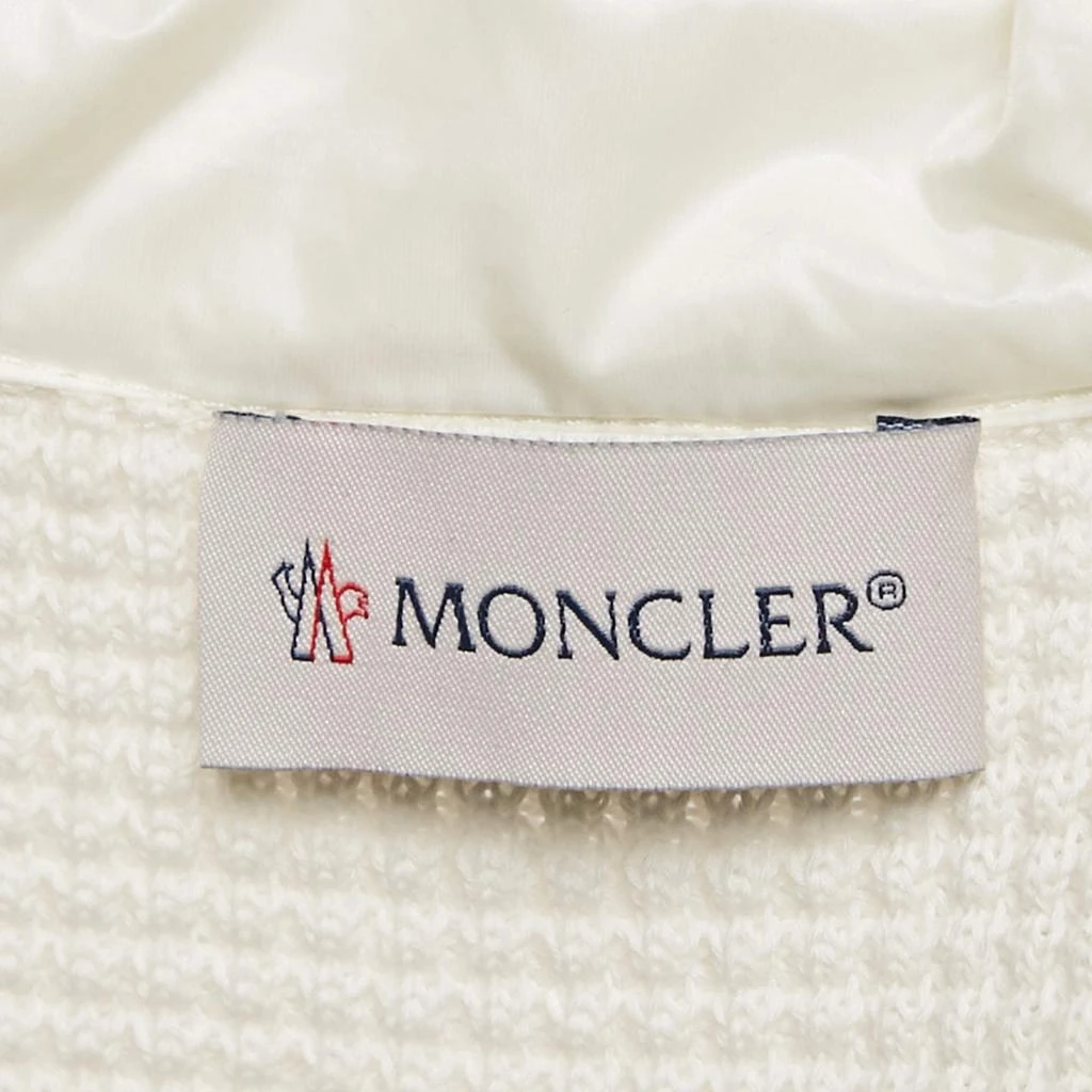 Moncler Moncler White Logo Print Cotton Knit and Quilted Nylon Down Jacket L 5