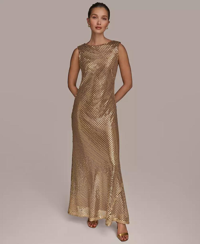 【Donna Karan New York】Jacquard Bow-Trim One-Shoulder Gown Donna Karan Women's Jacquard Bow-Trim One-Shoulder Gown
