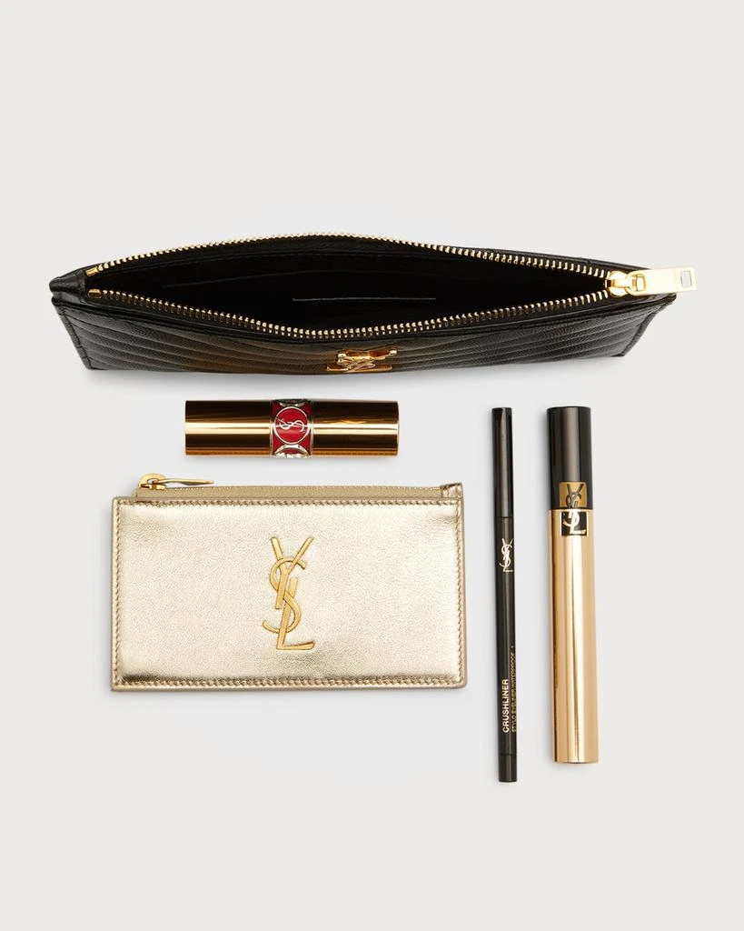 Yves Saint Laurent YSL Monogram Small Ziptop Bill Pouch in Grained Leather 7