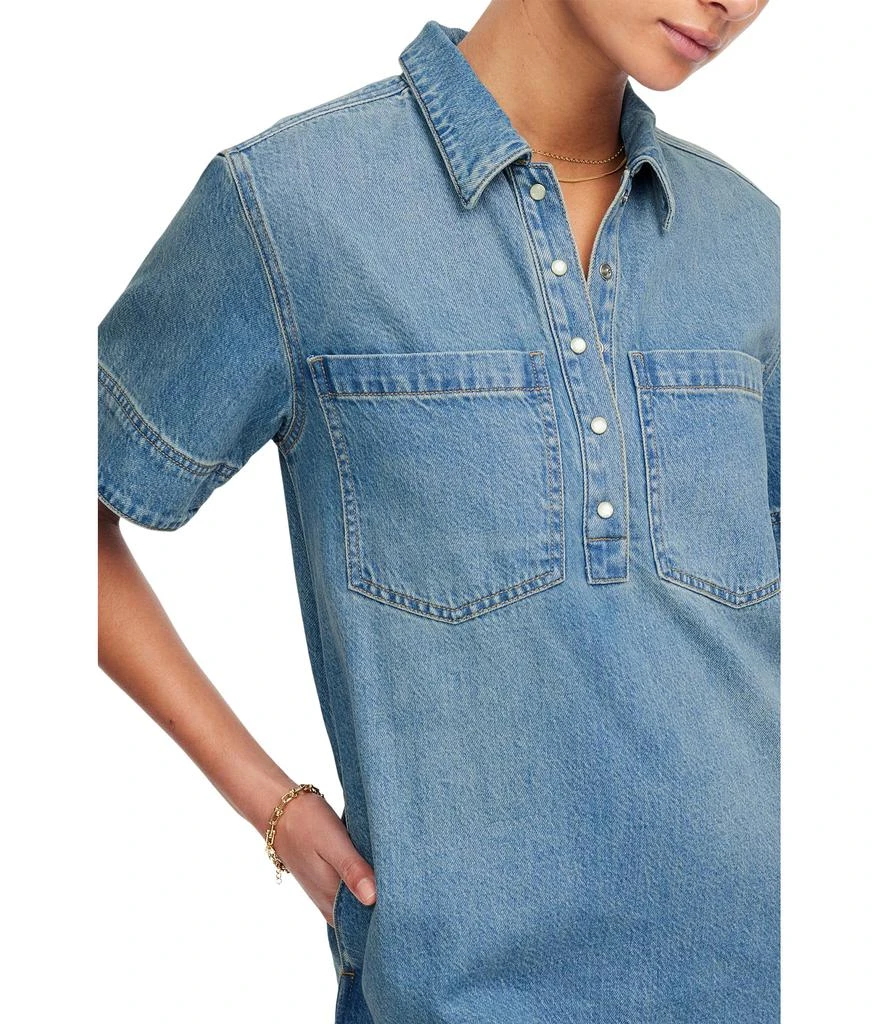 Madewell Short Sleeve Popover Denim Mini Dress In Robertson 4