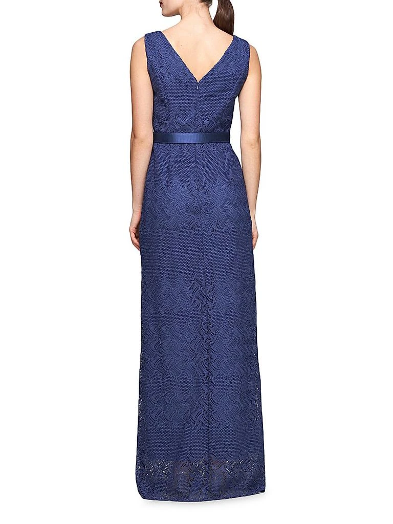 Kay Unger Hendrix Belted Lace Column Gown 4