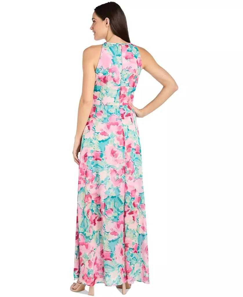 R & M Richards Women's Floral-Print Halter Gown 4