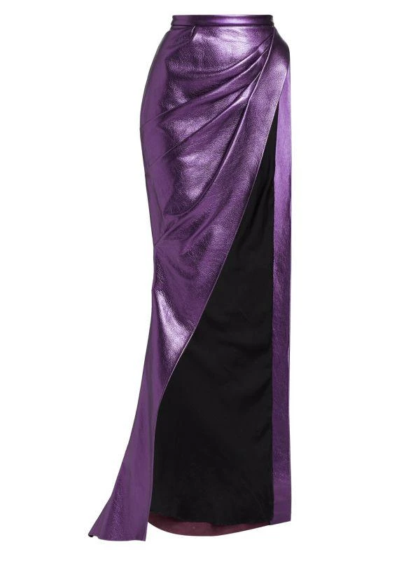 LaQuan Smith Metallic Leather Maxi Skirt 5