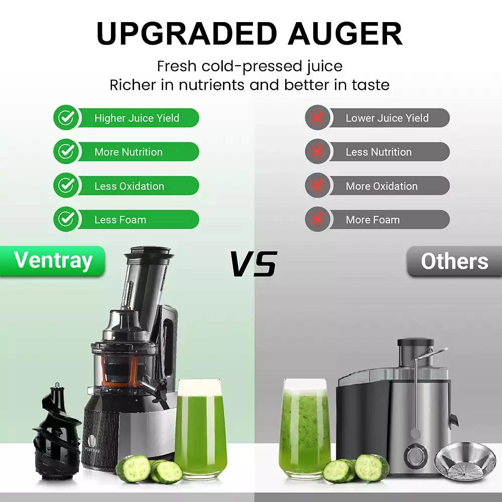 Ventray Big Feeding Mouth Masticating Juicer, Large Chute Juice Extractor for Fruit 
Vegetable 3