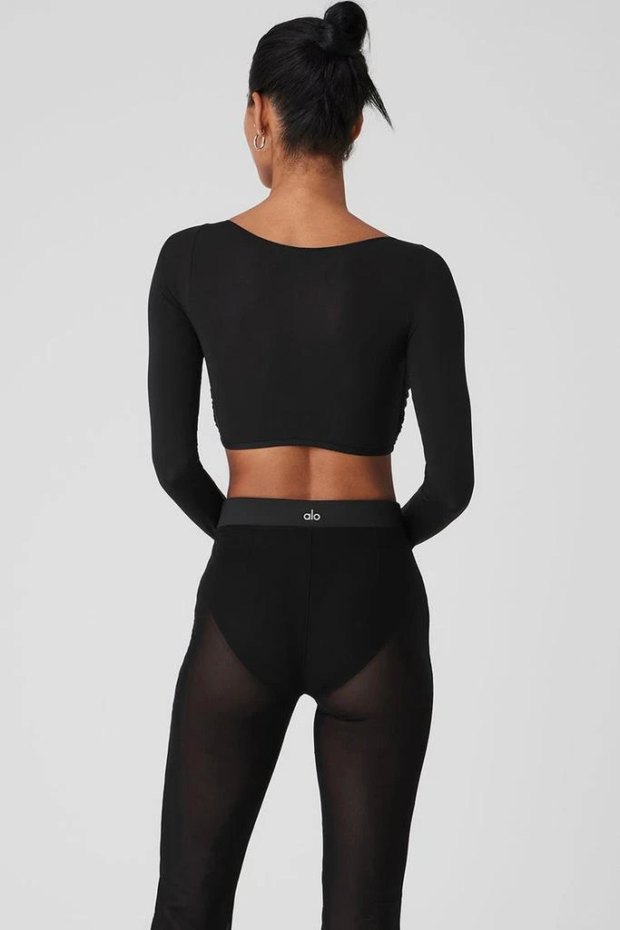 Alo Mesh Sheer Illusion Cropped Long Sleeve - Black 2