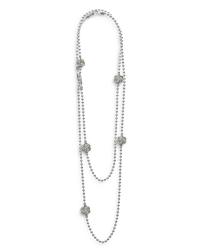 LAGOS Sterling Silver & 18K Yellow Gold Love Knot Station Necklace, 34" 3