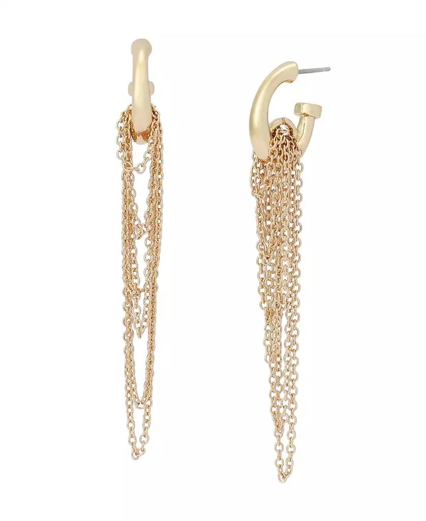 Robert Lee Morris Gold Chain Fringe Huggie Earrings