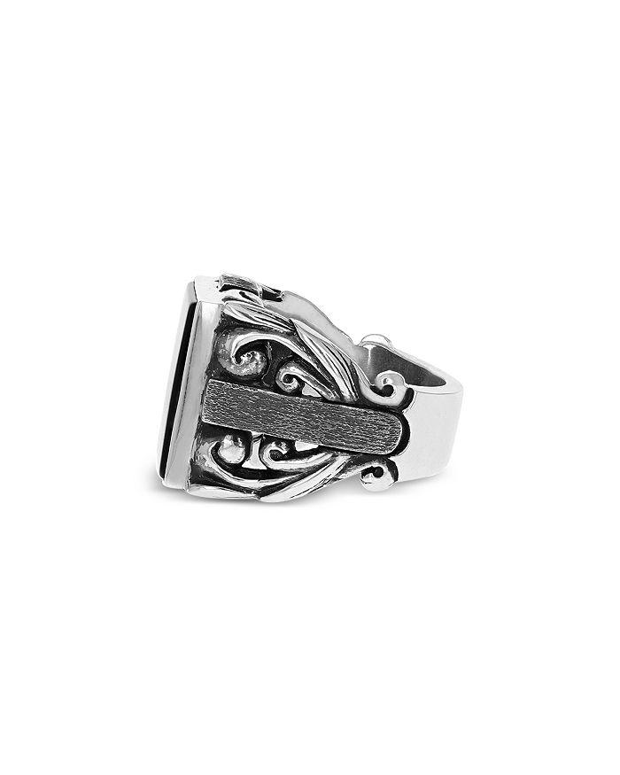 King Baby Sterling Silver Onyx Statement Scroll Ring