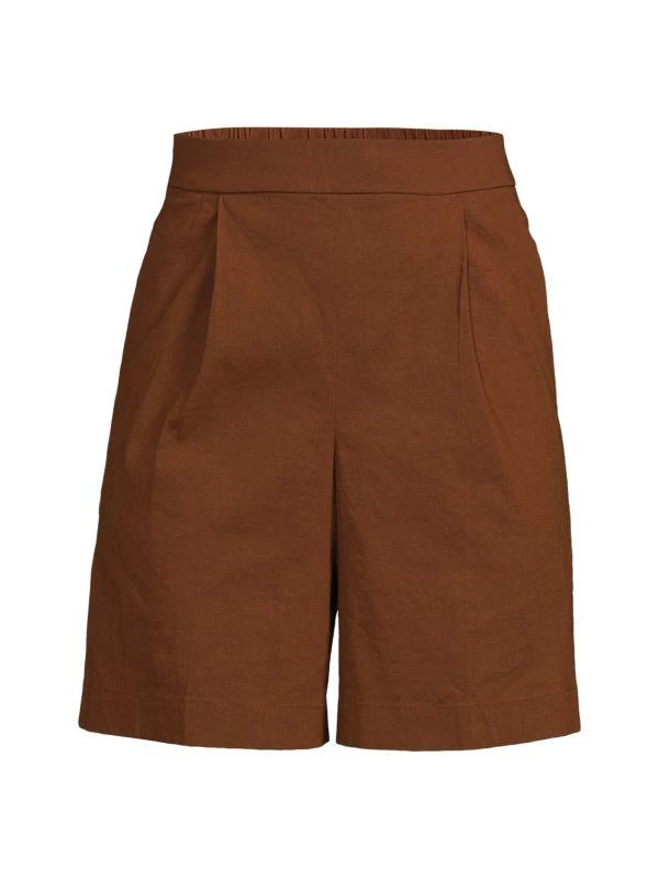 Theory Pleated Front Linen Blend Shorts 3
