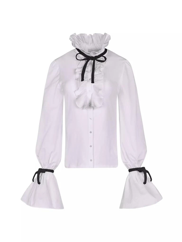 Anne Fontaine Reine Ribbon-Trimmed Cotton Jersey Shirt 1