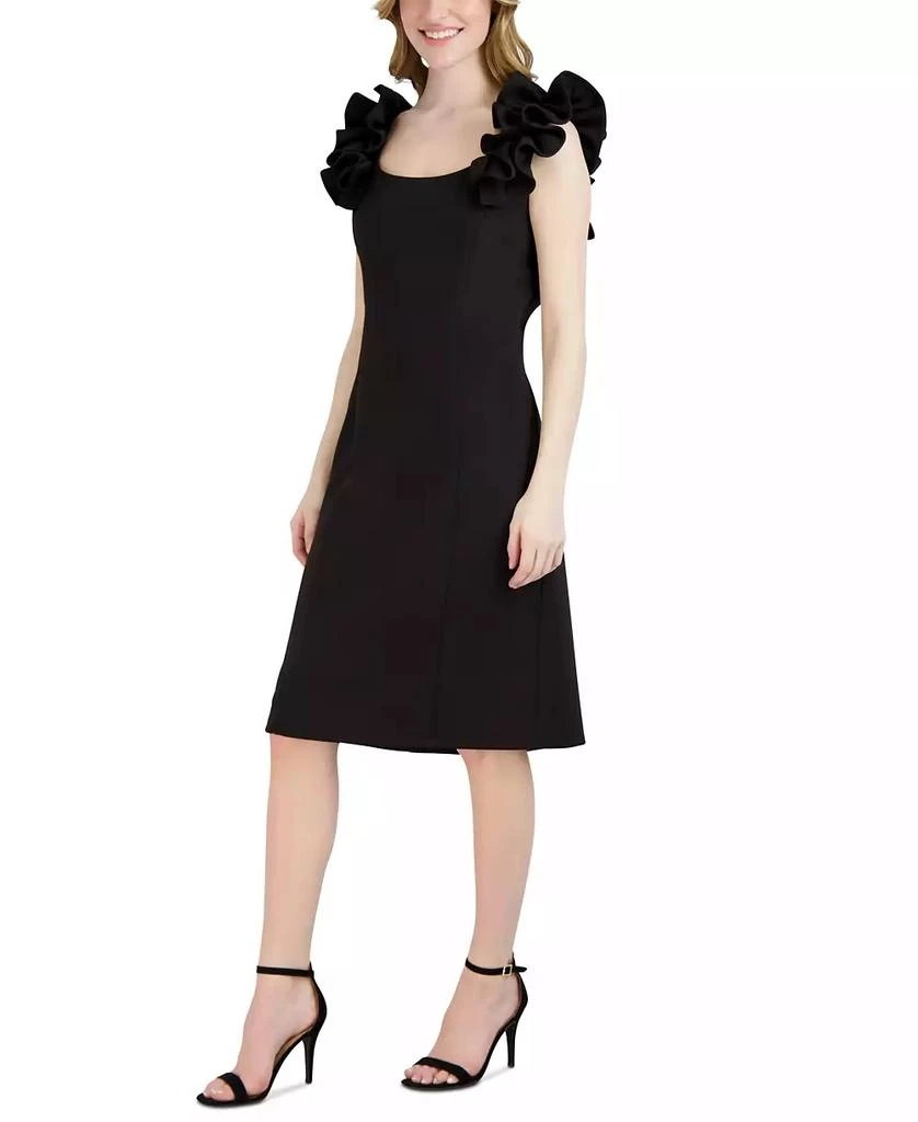 Donna Ricco Women's Ruffled-Shoulder Sleeveless Dress 3