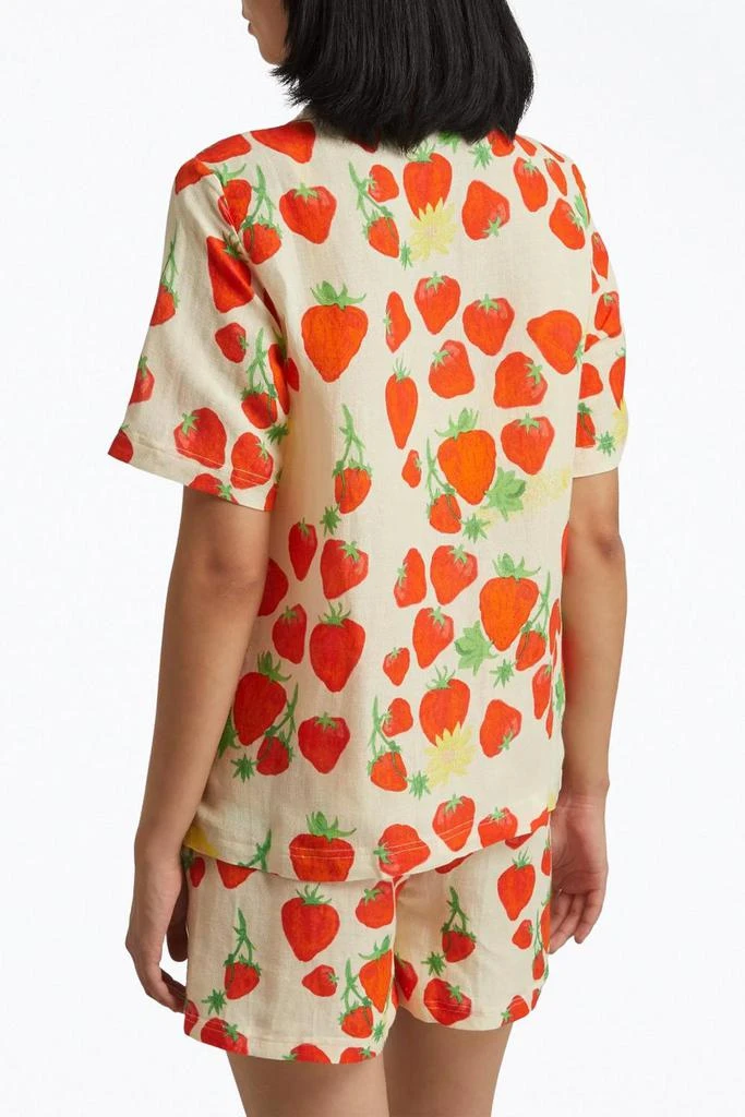 HELMSTEDT Strawberry-Print Linen-Blend Shirt In Beige 4