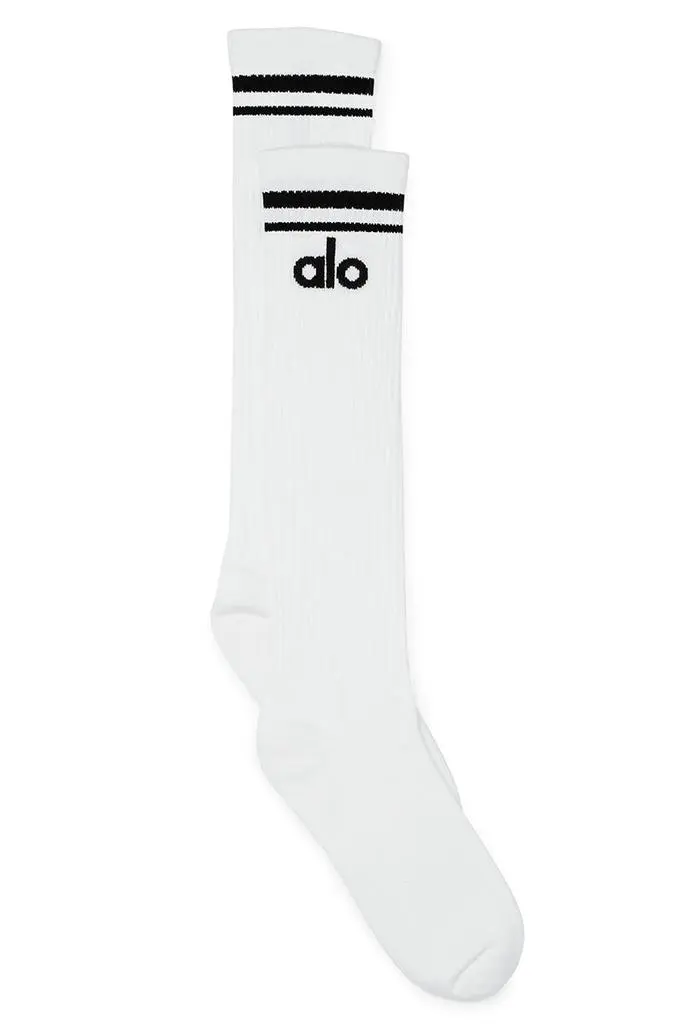 Women's Knee-High Throwback Socks in Powder Pink/White, Size: M/L (8-11) | Alo Yoga