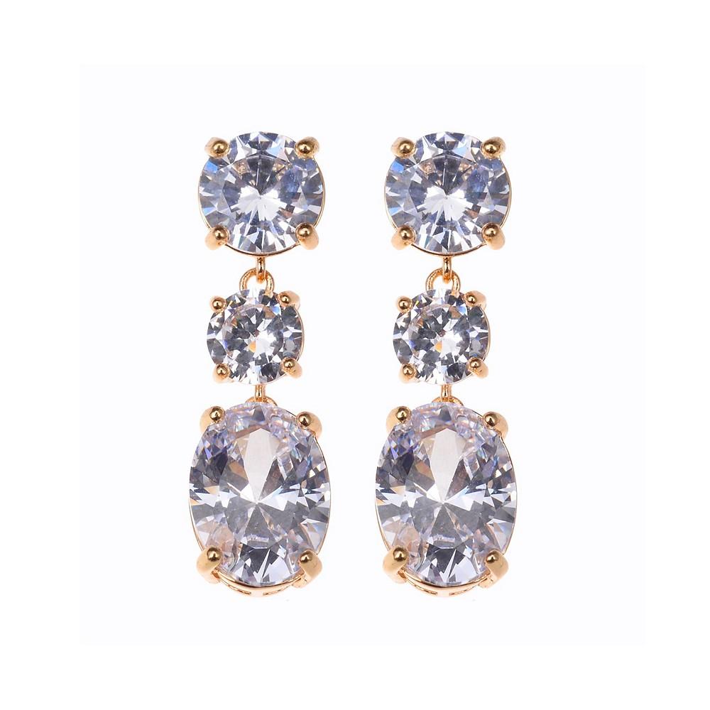 Nicole Miller 3- Crystal Stones with Gold-Tone Drop Earring