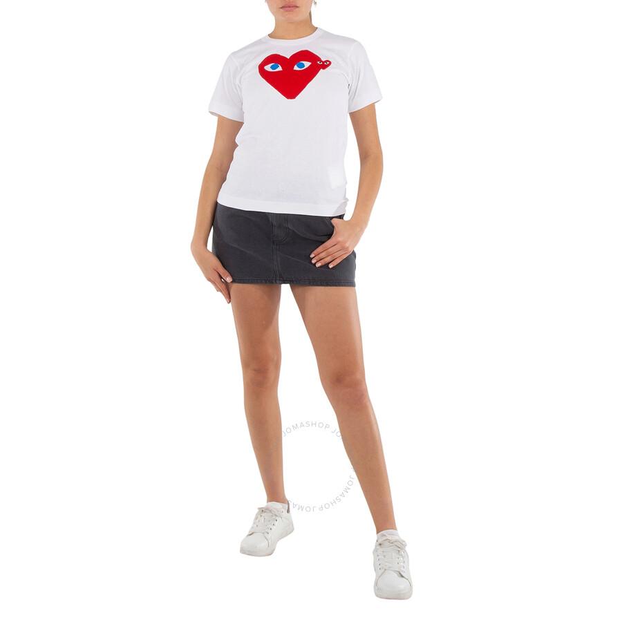 Comme des Garcons Comme Des Garcons Ladies Hearts Print Cotton T-Shirt