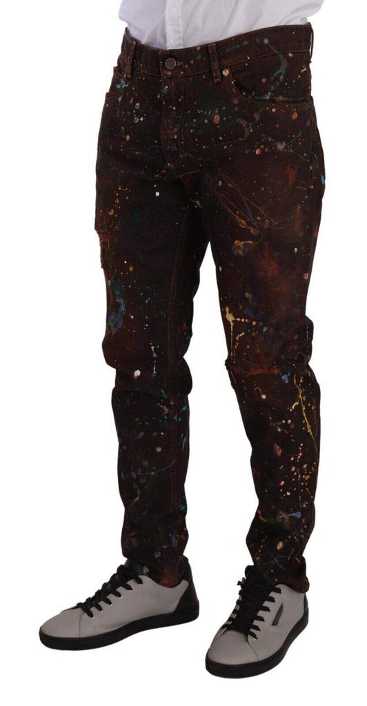 Dolce & Gabbana Dolce & Gabbana Brown Splash Color Cotton Regular Denim Jeans
