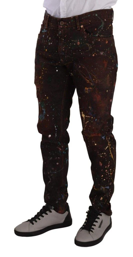 Dolce & Gabbana Dolce & Gabbana Brown Splash Color Cotton Regular Denim Jeans 2