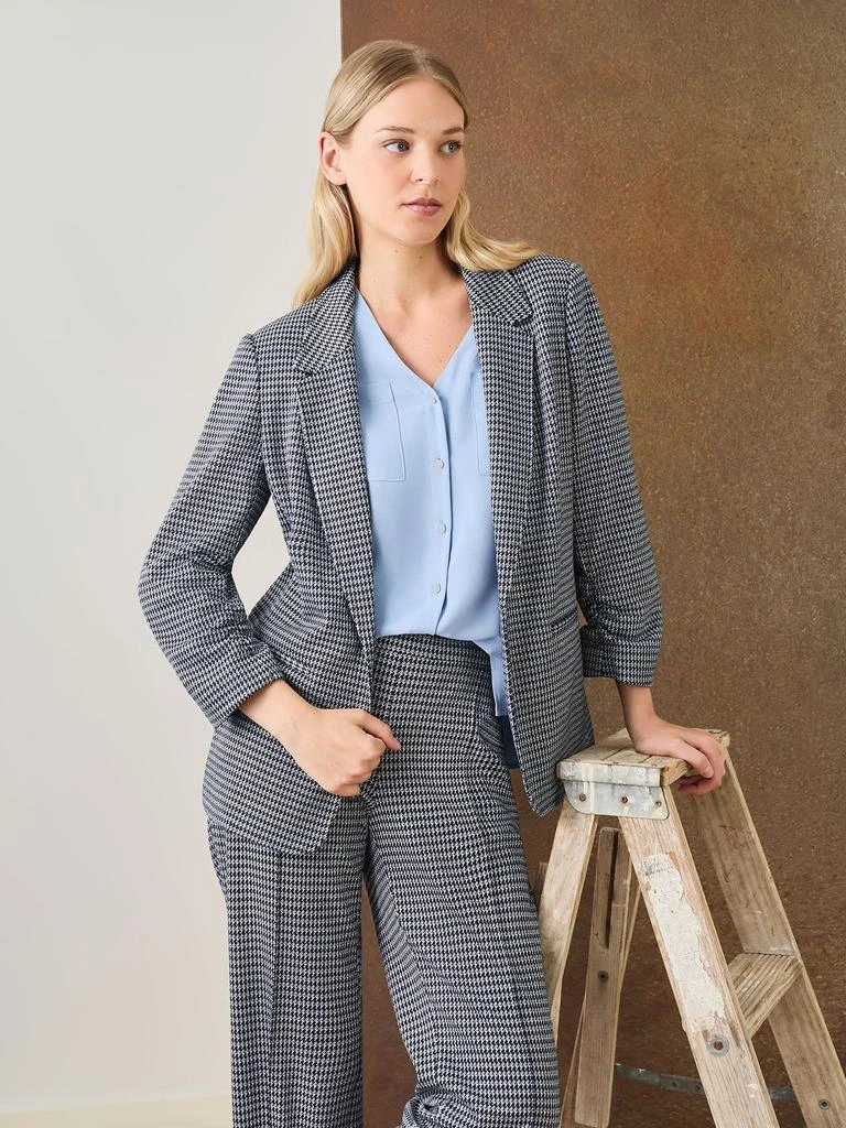 JONES NEW YORK Notch Collar Open Front Houndstooth Jacket 2