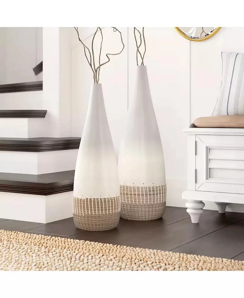 Uniquewise Spun Bamboo and Coiled Seagrass Patterned Vase, Set of 2 2