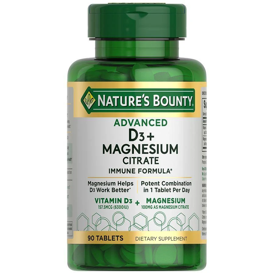 Nature
s Bounty Advanced Vitamin D3 + Magnesium Citrate, Immune and Bone Supplement Tablets